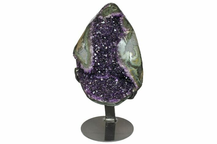 Amethyst Geode Section With Metal Stand - Uruguay #152211